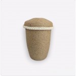 Urne aus Jute Natur mit weißem Band